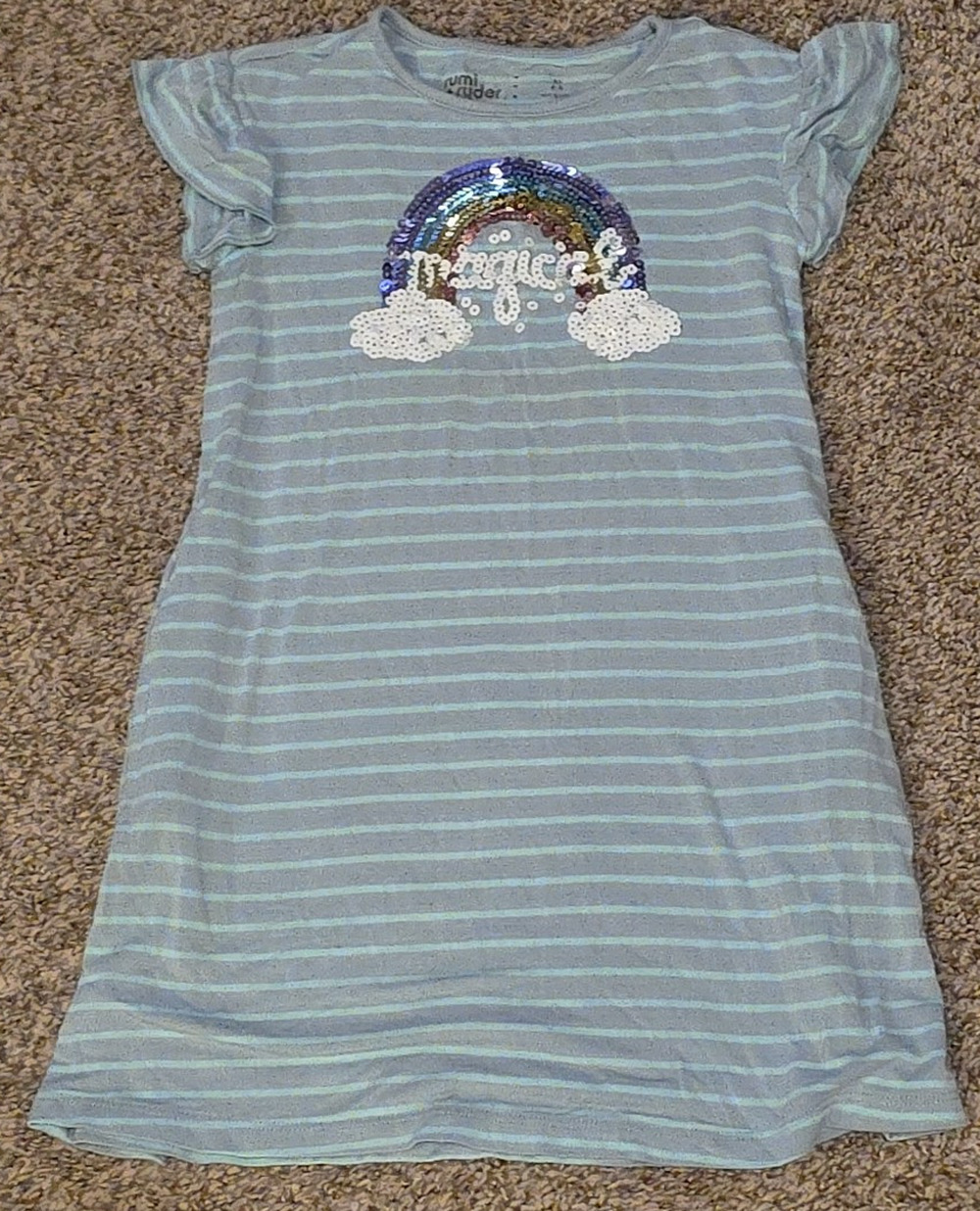 Rumi & Ryder Girls "Magical" Sundress XS 4/5 Blue Striped Sleeveless Knee-Length